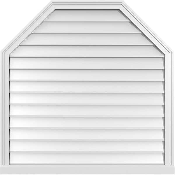 Ekena Millwork 40" x 40" Octagonal Top Surface Mount PVC Gable Vent: Non-Functional with Brickmould Sill Frame