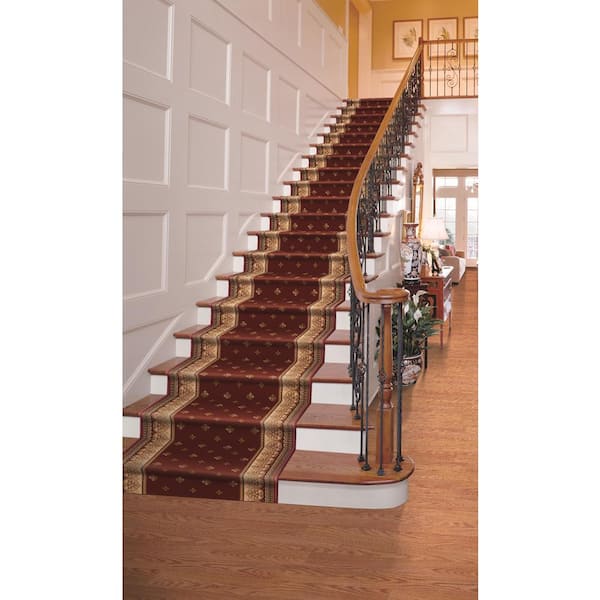 Sapphire Fleur De Lis Claret 9 in. x 33 in. Stair Tread Cover