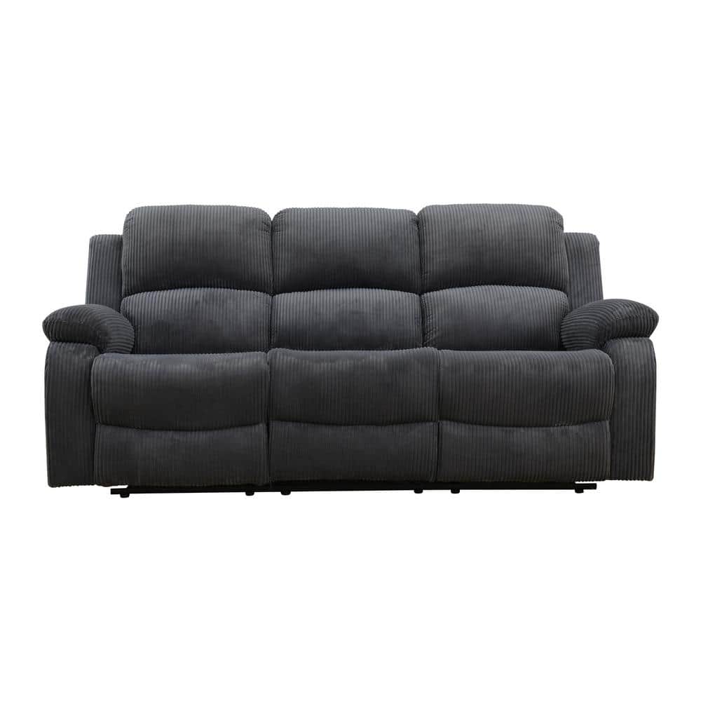 82 in. W Pillow top Arm Velvet Rectangle Reclining Sofa in. Gray