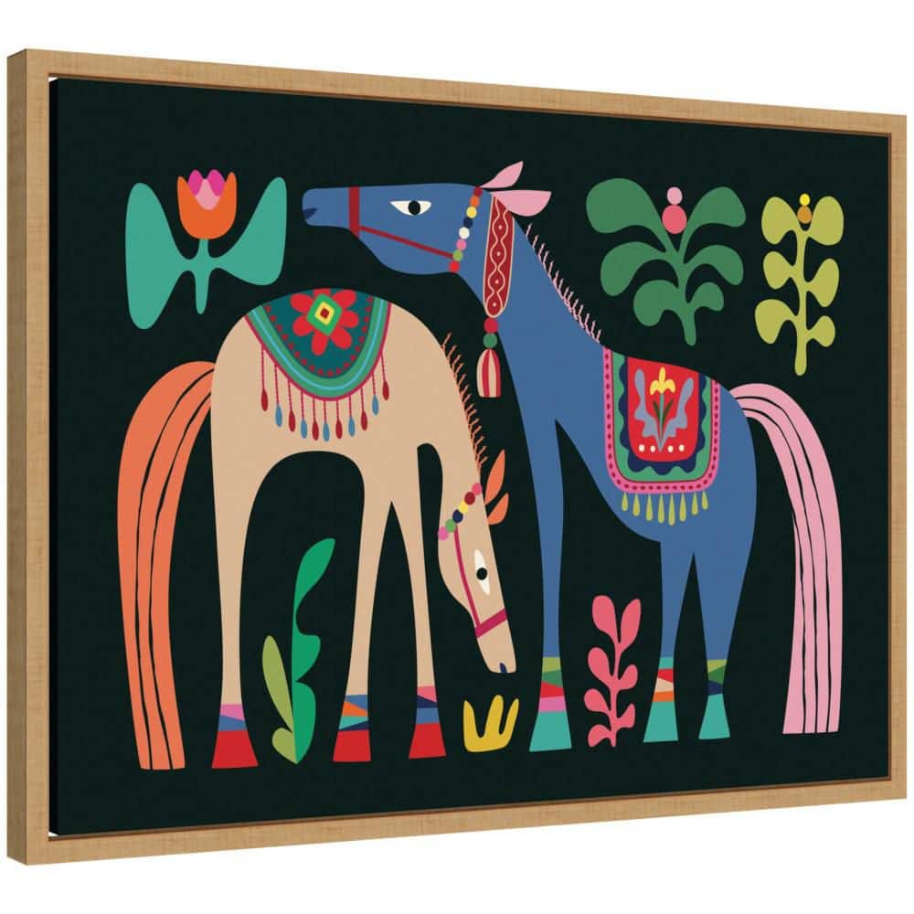 "Sylvie ""2-Horses 02"" by Rachel Lee 3 Birdies Studio Horse Framed Canvas Art Print 18 in. x 24 in." price history on PriceWatchPro
