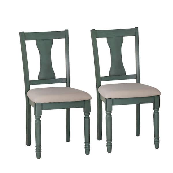 Linon Home Decor Angie Teal Blue Polyester Dining Side Chair Set of 2