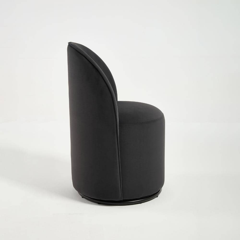 Dark Grey Velvet 360-Degree Swivel Round Barrel Dining Chair with Sturdy Base, Set of 1 durable construction price history on PriceWatchPro