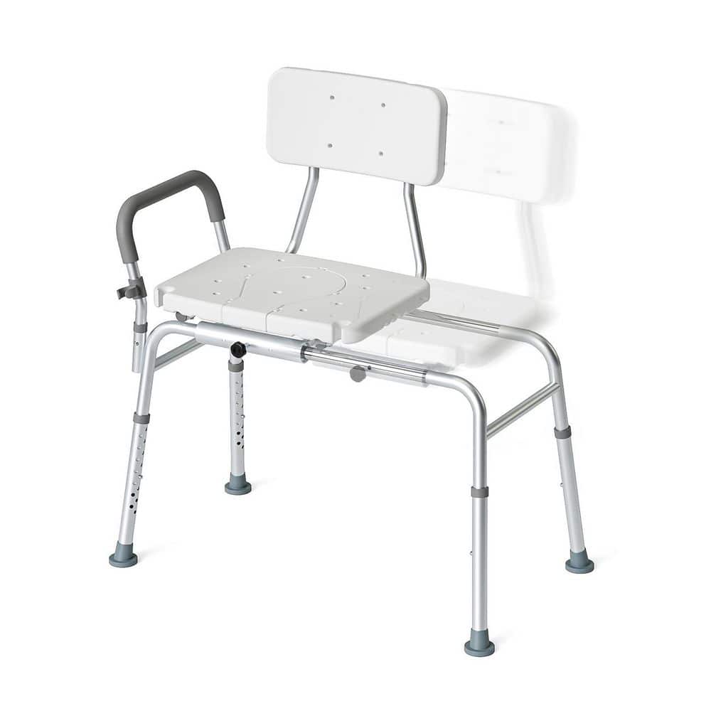 18.5 in. W Freestanding Sliding Shower Chair with Adjustable Height and Safety Belt, White Finish price history on PriceWatchPro