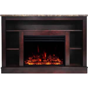 Oxford 47.8 W Freestanding Electric Fireplace in Magonany with Deep Log Insert