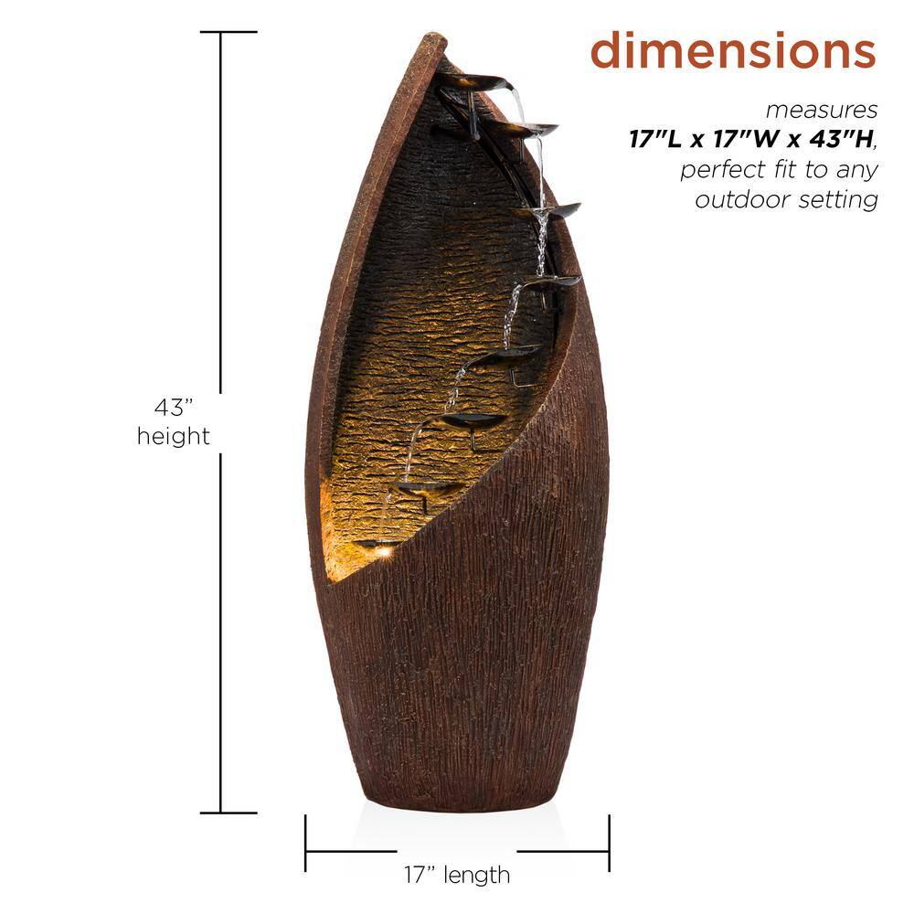 Brown Fiberglass Indoor/Outdoor Fountain with Light