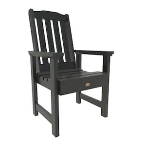 Lehigh Black Recycled Plastic Outdoor Dining Arm Chair