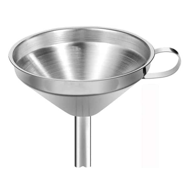 Stainless Steel Kitchen Funnel with Strainer Filter for Transferring Liquid and Dry Ingredients Silver 5 Inch