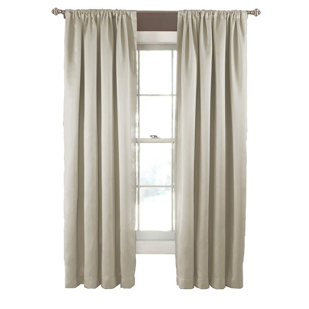 Stone Polyester Room-Darkening Rod Pocket Curtain Panel, 52 x 63 Inch