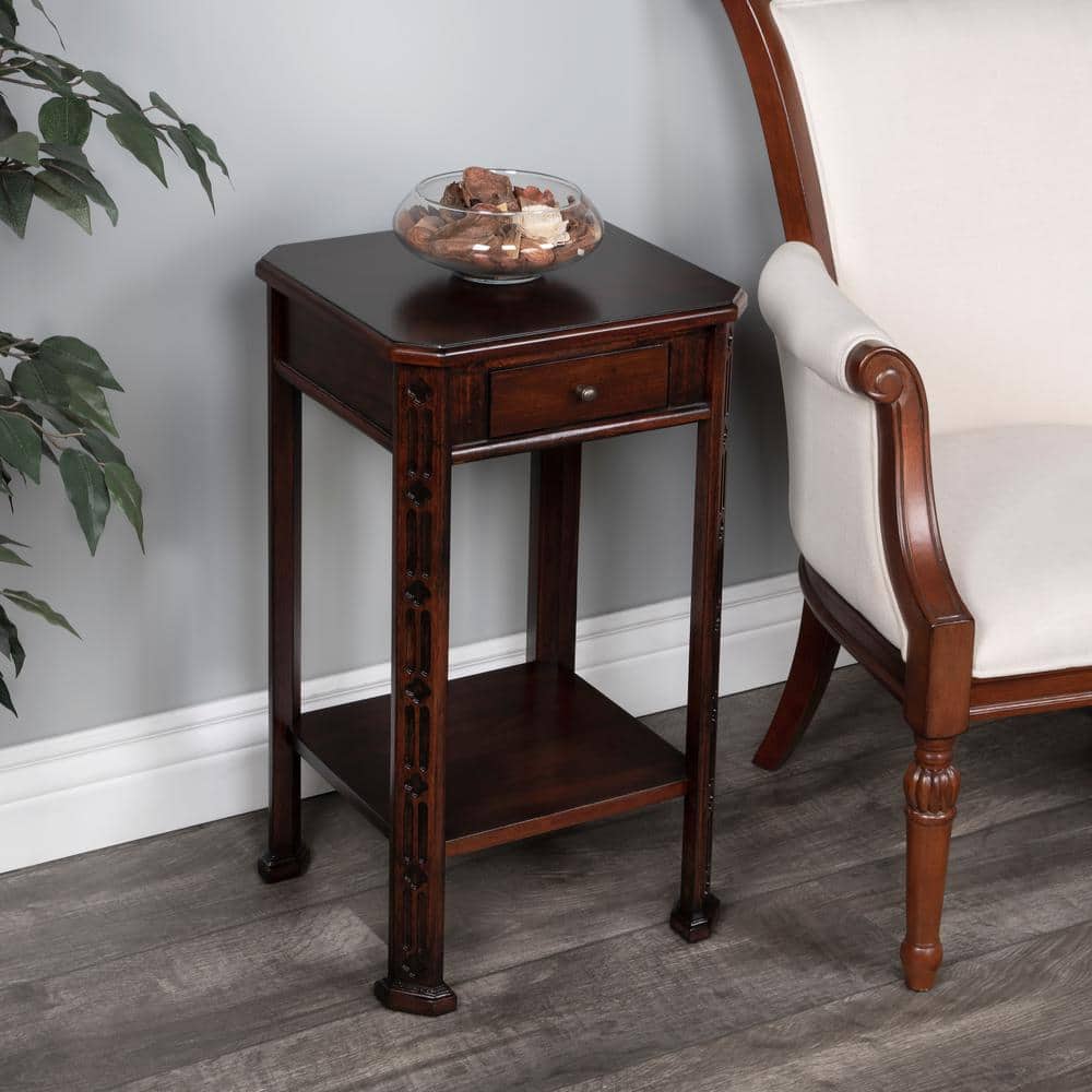 Small Plantation Cherry Wood Side Table with Storage