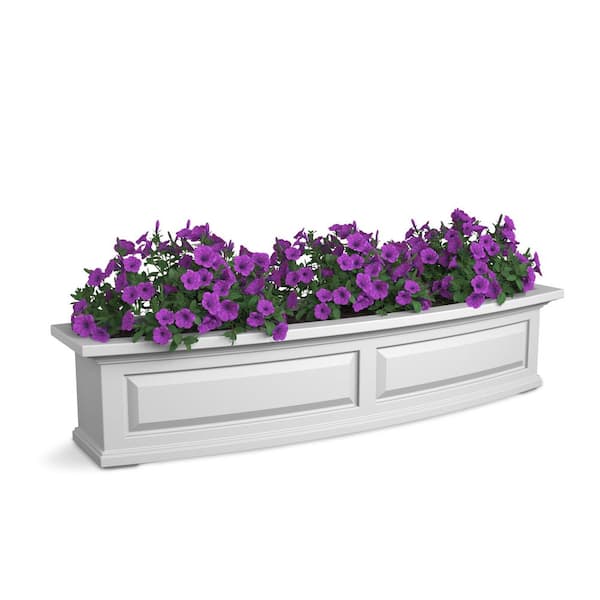Mayne Nantucket 48 in. x 11.5 in. Self-Watering White Polyethylene