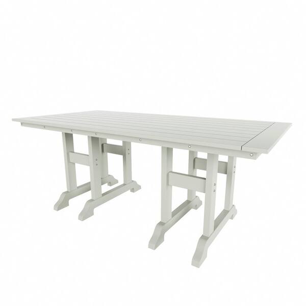 Hayes 71 in. All Weather HDPE Plastic Outdoor Dining Rectangle Trestle Table with Umbrella Hole in Sand