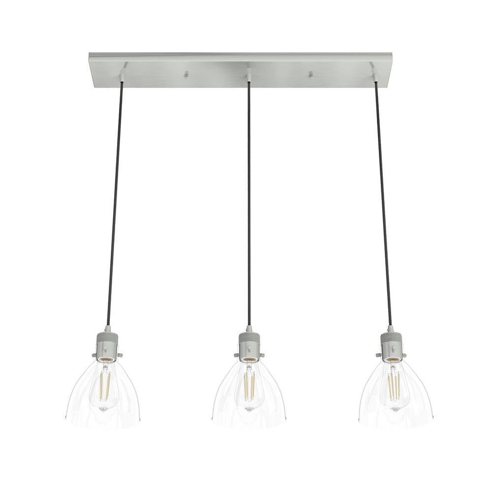 Van Nuys Brushed Nickel 3-Light Linear Cluster Pendant