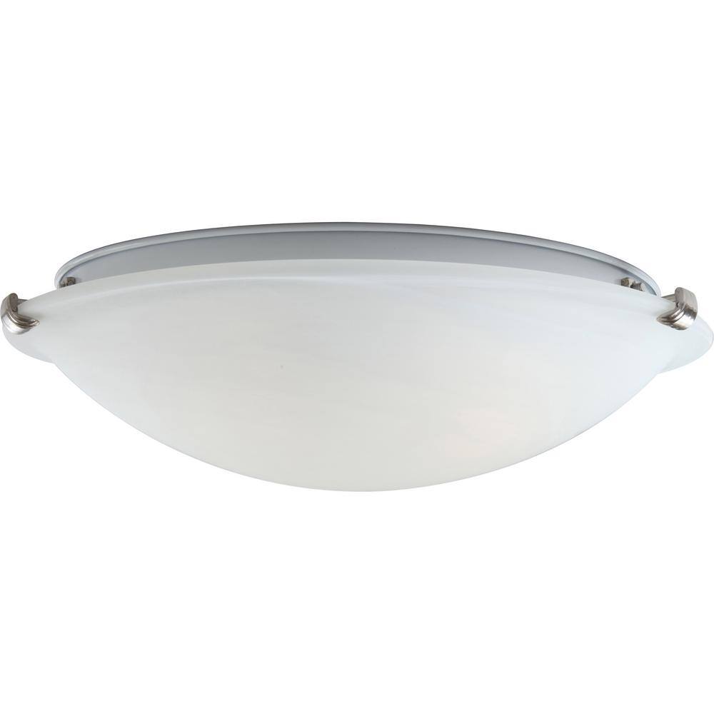 Brushed Nickel Alabaster Glass Round Flush Mount Ceiling Light