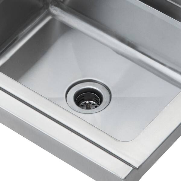 Commercial Hand Sink 17 x 12.8 in. Stainless Steel Sink with Faucet and Side Splash Wall-Mount, 1 Compartment