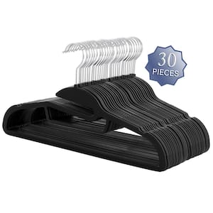Rubber Non Slip Hanger with U-Slide in Black 30 Piece