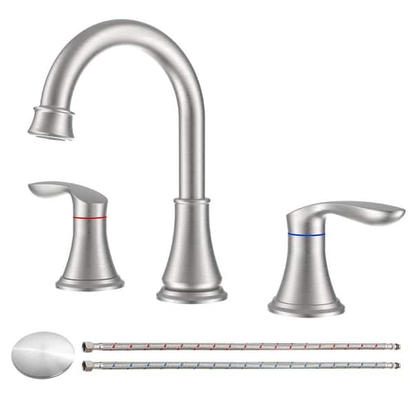 Tahanbath 2-Handle Laundry Vanity Sink Faucet Bathroom Sink Faucet 3-Hole Stainless Steel in Brushed Nickel