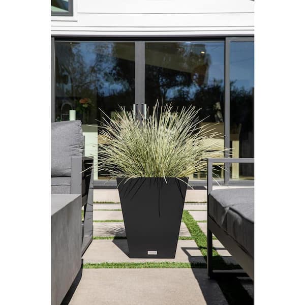 Nobleton 22 in. Square Black Plastic Planter