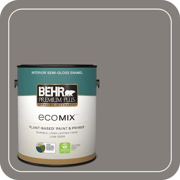1 gal. #PPU18-17 Suede Gray Semi-Gloss Enamel EcoMix Plant-Based Interior Paint & Primer
