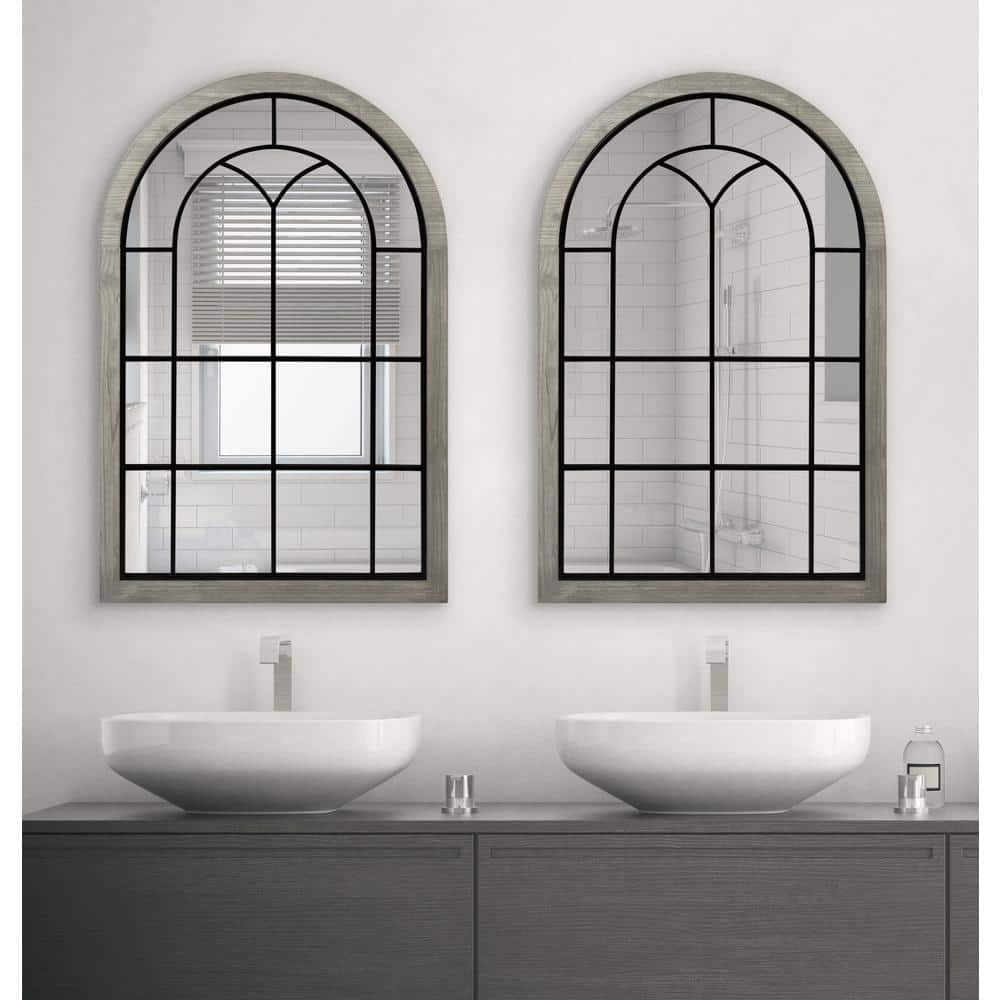 Joffrey Gray Wood Arched Full Length Wall Mirror
