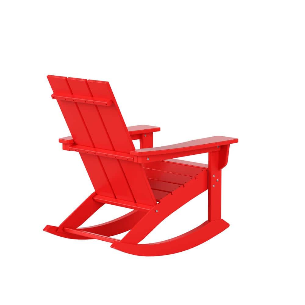 Shoreside Eco-Friendly HDPE Adirondack Rocking Chair in Red