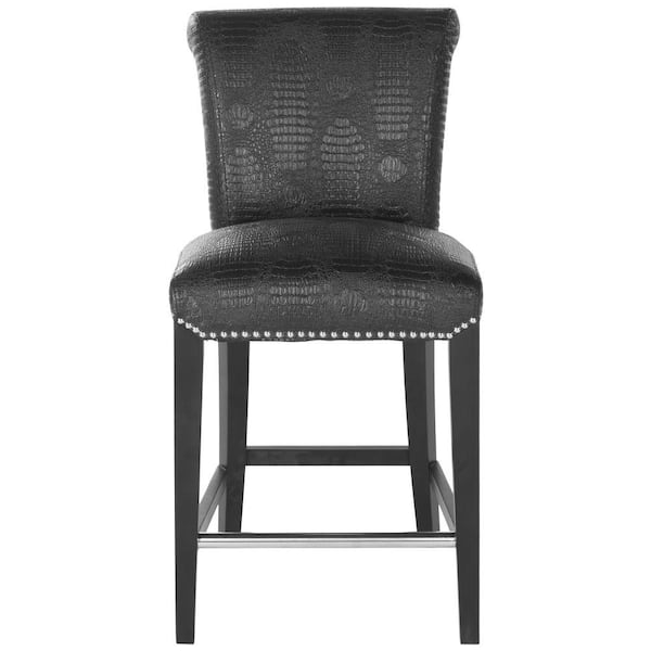 SAFAVIEH Seth 25.9 in. Black Cushioned Bar Stool