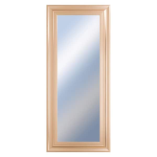 Small Rectangle Beige/Brown Hooks Classic Mirror (18 in. H x 42 in. W)