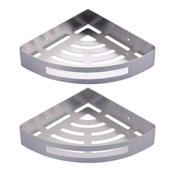 Stainless Steel Corner Shower Caddy, Triangular Shower Basket with Concealed Hardware in Brushed Nickel (2-Packs)