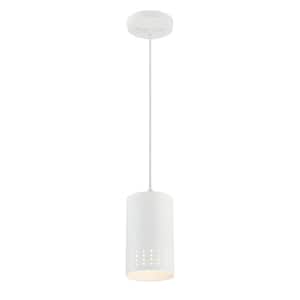 Phelps 1-Light Matte White Mini Pendant with Perforated Metal Shade