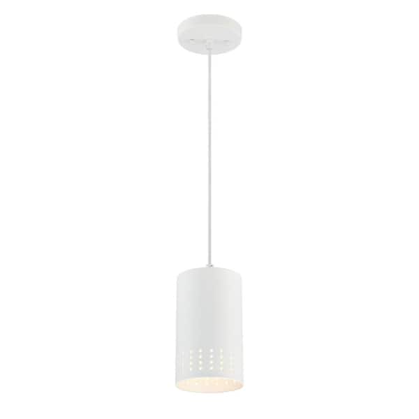 Westinghouse Phelps 1-Light Matte White Mini Pendant with Perforated Metal Shade