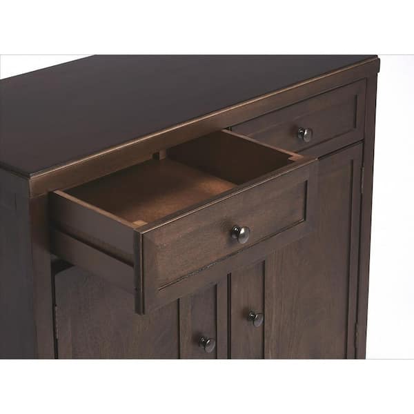 HomeRoots Charlie Dark Brown Wood 31 in. Sideboard with Drawers