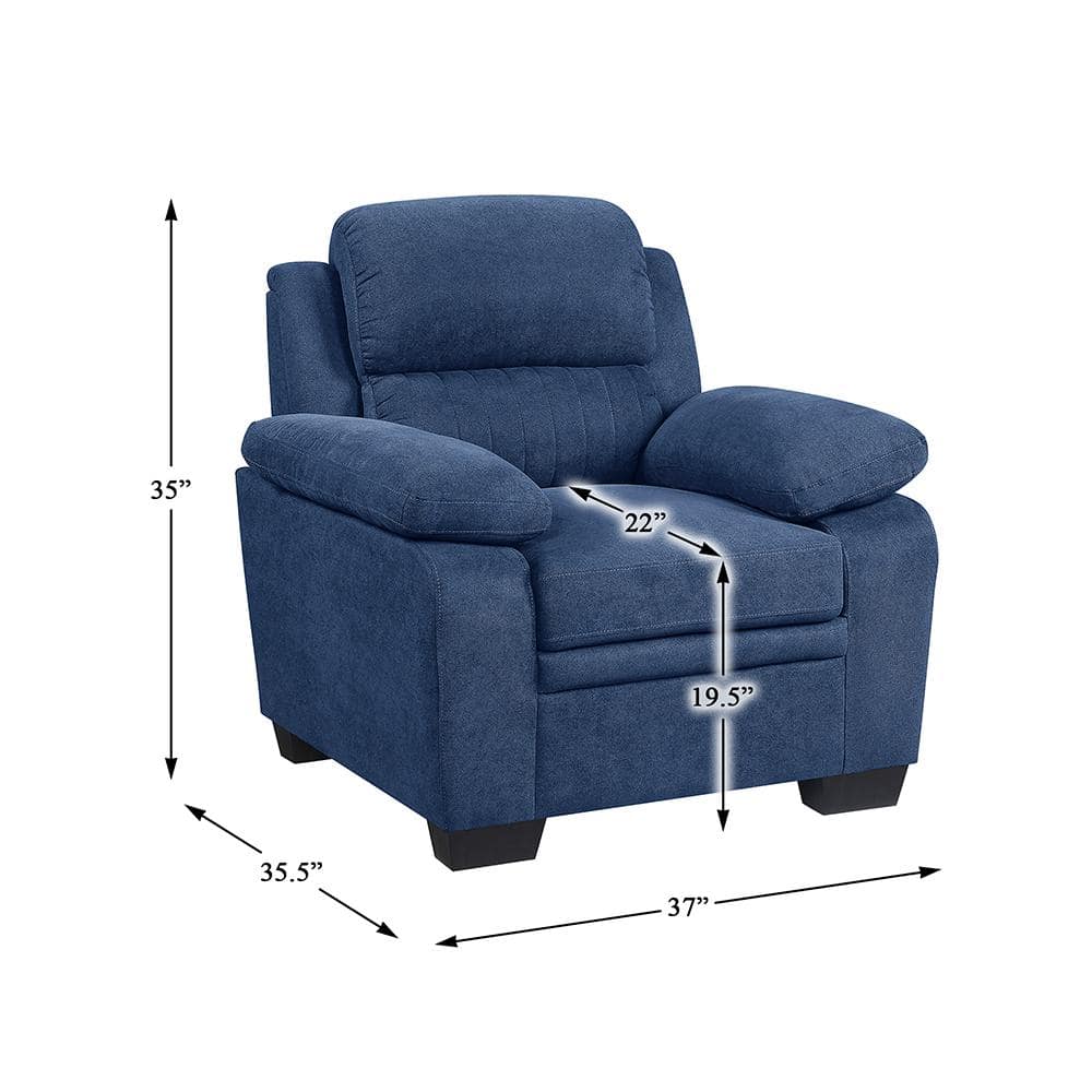 Deliah Blue Textured Fabric Accent Chair with Pillow-Top Arms