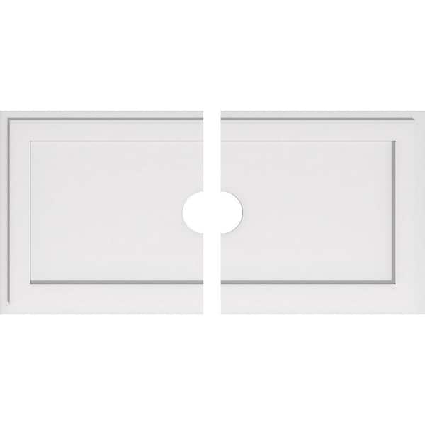 Ekena Millwork 38 in. W x 19 in. H x 4 in. ID x 1 in. P Rectangle Architectural Grade PVC Contemporary Ceiling Medallion (2-Piece)