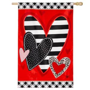 2-1/3 ft. x 3-2/3 ft. Patterned Heart Applique House Flag