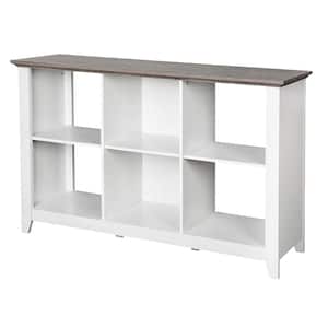 Finley 29.5 in. White/Gray Oak 6-Shelf Standard Bookcase