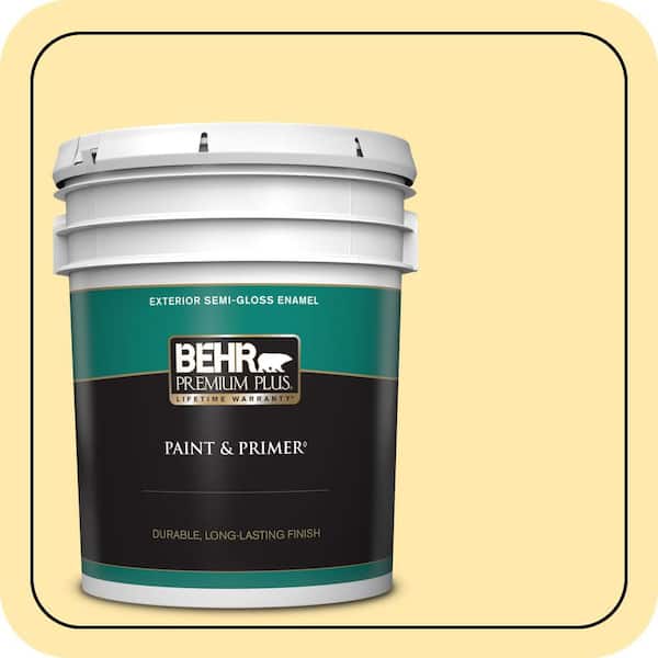 BEHR PREMIUM PLUS 5 gal. #360A-3 Banana Split Semi-Gloss Enamel Exterior Paint & Primer