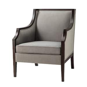 Falco Grey Traditional Wingback Armchair with Solid Wood Legs