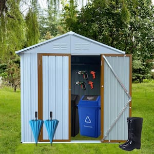 6 ft. W x 4 ft. D White and Brown Metal Outdoor Storage Shed (24 Sq. ft.)