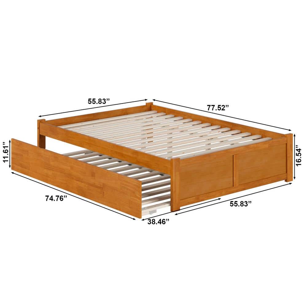 Light Toffee Full Wood Platform Bed with Slats