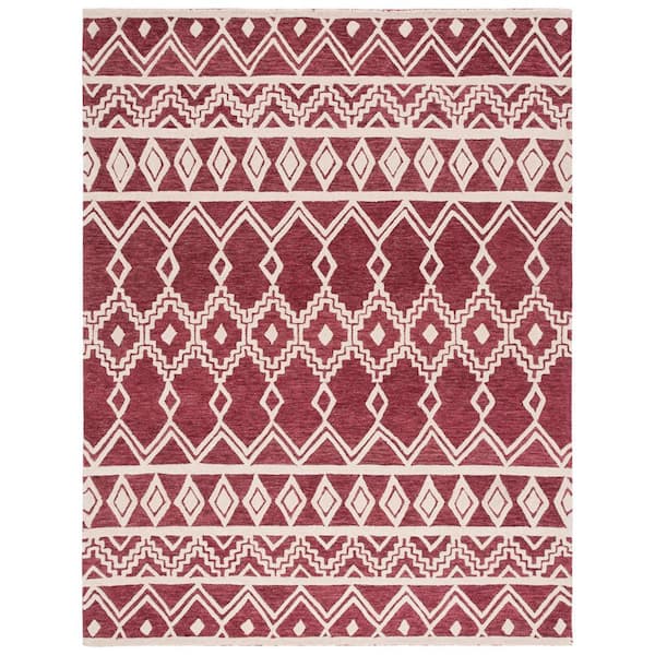 Abstract Red/Ivory 8 ft. x 10 ft. Chevron Tribal Area Rug