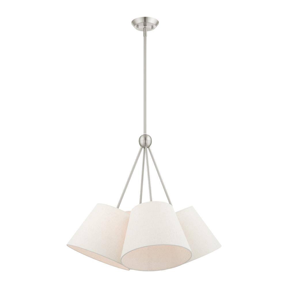 Prato Modern 4-Light Chandelier with Oatmeal Fabric Shade