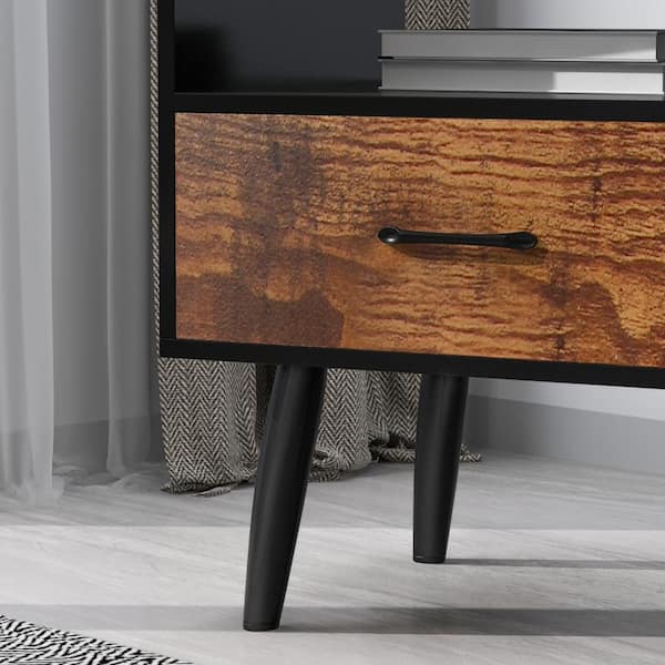 FUFU&GAGA 2-Drawer Black Wood Nightstand Side Table Bedside Table 21 in. H  x 20 in. W x 16 in. D KF310010-01-QKC - The Home Depot