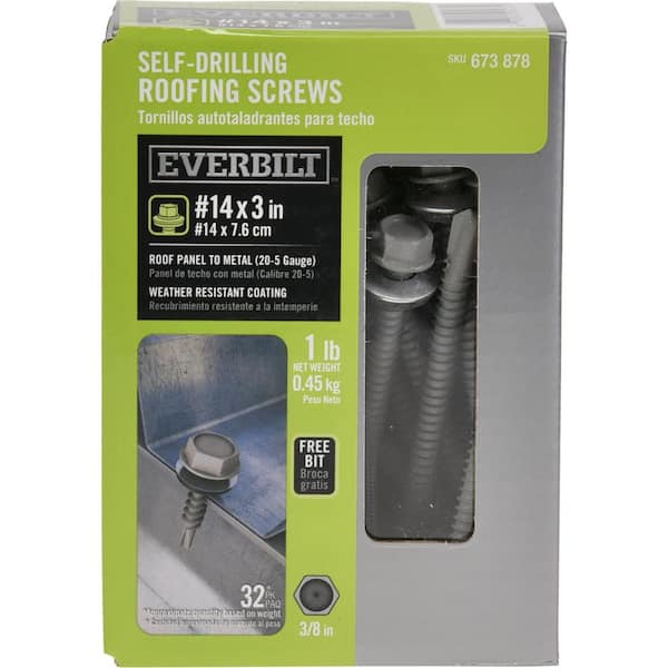 Everbilt #14 x 3 in. Self-Drilling Screw with Neoprene Washer 1 lb.-Box (35-Piece)