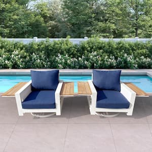 Denver Swivel Aluminum Outdoor Lounge Chair with Acrylic Spectrum Indigo Cushions (2-Pack)