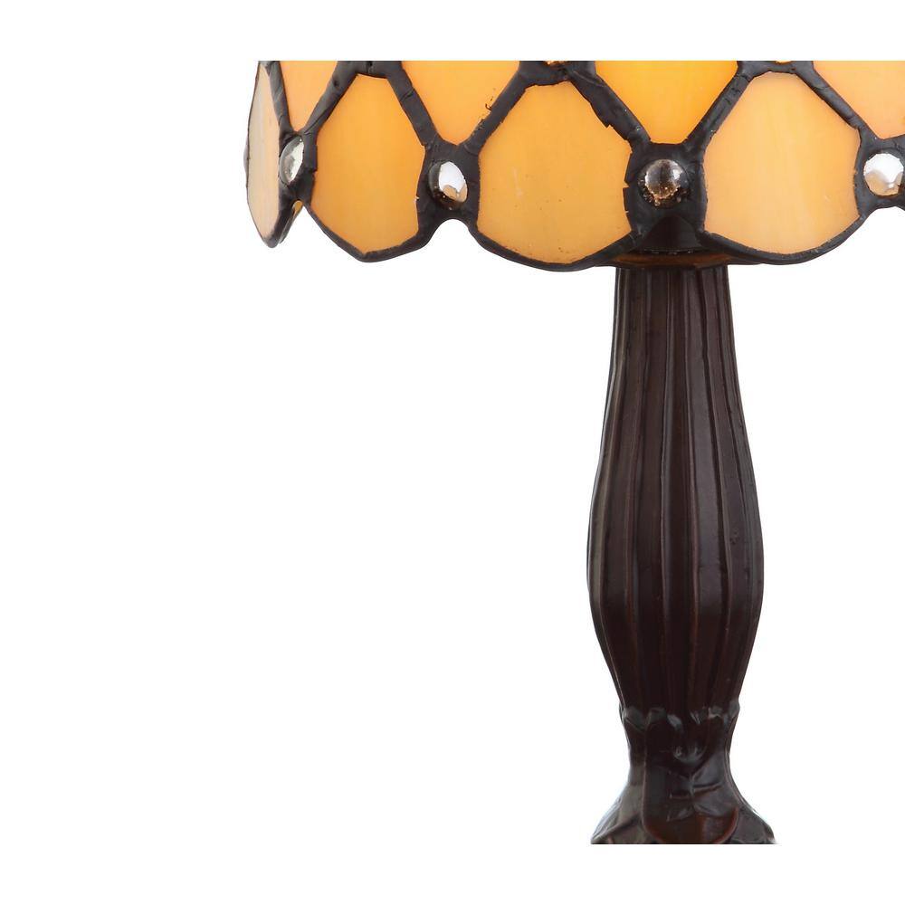 Elegant Tiffany-Style 12.5" Bronze Stained Glass LED Table Lamp