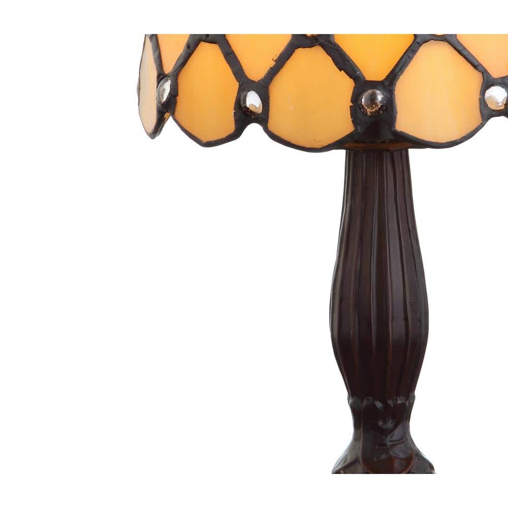 Elegant Tiffany-Style 12.5" Bronze Stained Glass LED Table Lamp
