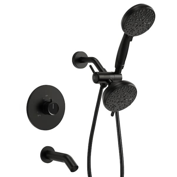 EVERSTEIN Single Handle 13-Spray Tub and Shower Faucet 1.8 GPM in Matte Black Valve Included