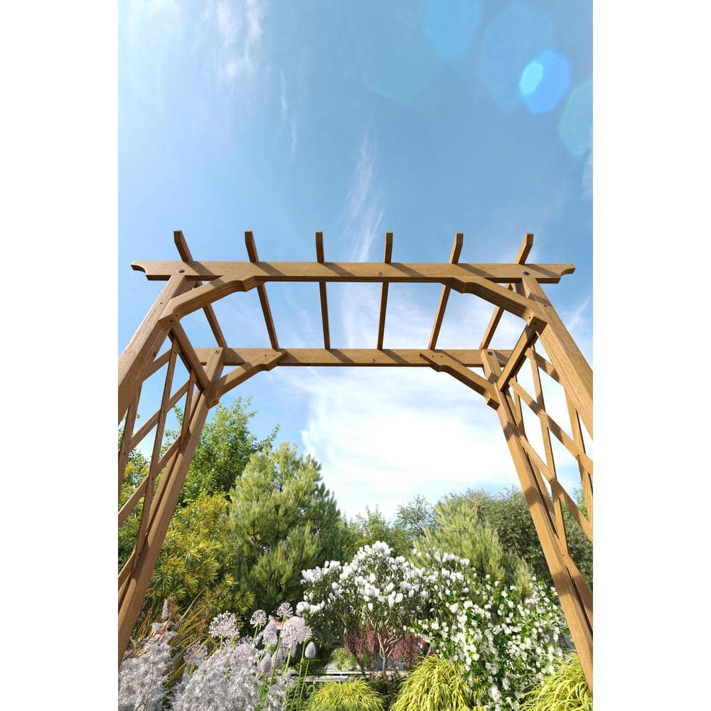 Golden Brown Cedar Garden Arbor with Lattice Panels