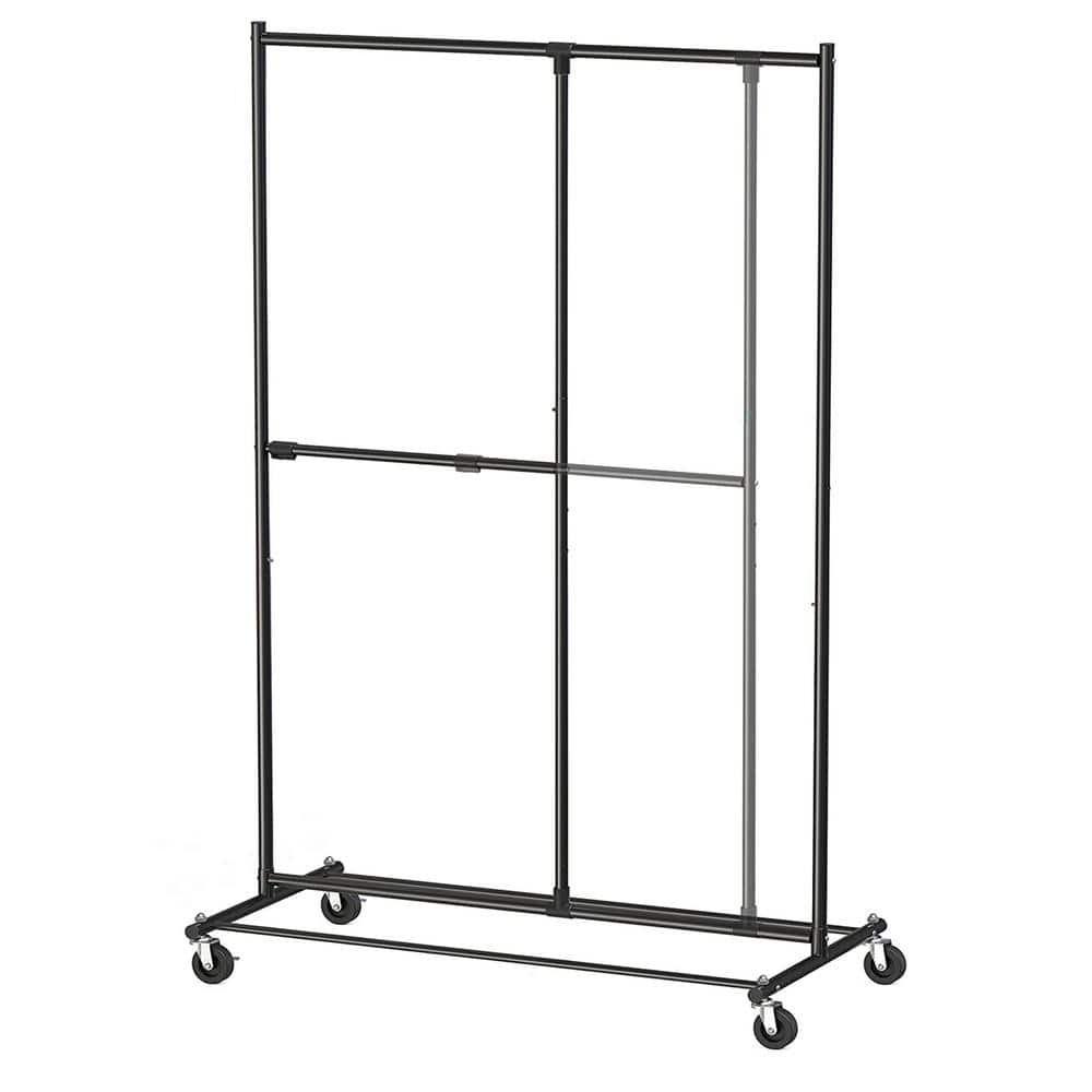 Black Alloy Steel Adjustable Garment Clothes Rack 45.5 in. W x 72 in. H ...