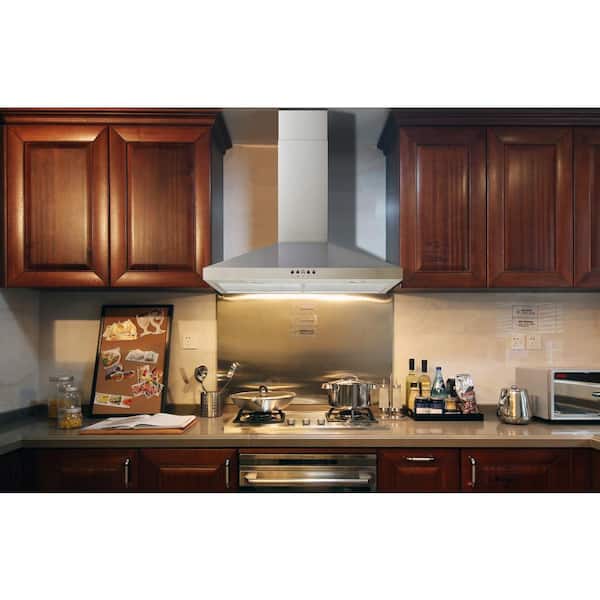 36 in. Convertible Wall Mount Range Hood in Stainless Steel with Mesh Filters and Push Button Control