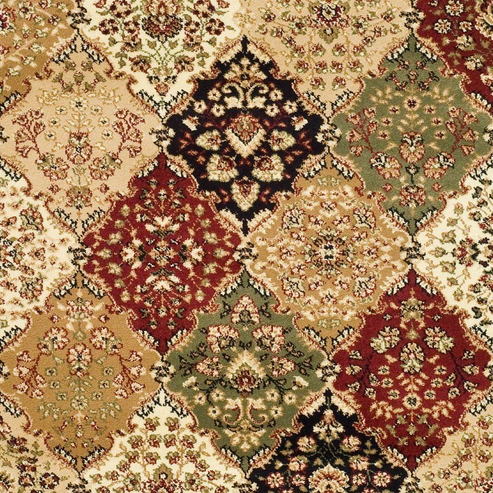 Safavid Style Multi Black Synthetic Rectangular Area Rug